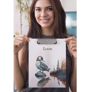 Mooie Loon op een rots in waterverf Klembord