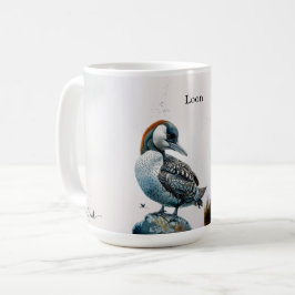 Mooie Loon op een rots in waterverf Koffiemok