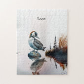 Mooie Loon op een rots in waterverf Legpuzzel (Verticaal)
