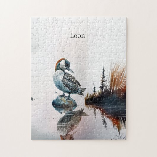 Mooie Loon op een rots in waterverf Legpuzzel (Verticaal)