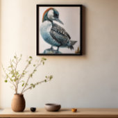 Mooie Loon op een rots in waterverf Poster