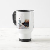 Mooie Loon op een rots in waterverf Reisbeker (Voorkant links)