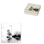 Mooie Loon op een rots in waterverf Rubberstempel (Gestempeld)