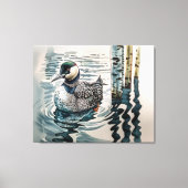 Mooie Loon op water in waterverf Canvas Afdruk (Voorkant)