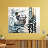Mooie Loon op water in waterverf Canvas Afdruk (Insitu (Woonkamer))