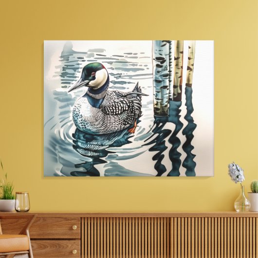 Mooie Loon op water in waterverf Canvas Afdruk (Insitu (Woonkamer))