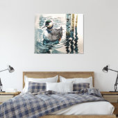 Mooie Loon op water in waterverf Canvas Afdruk (Insitu (Slaapkamer))