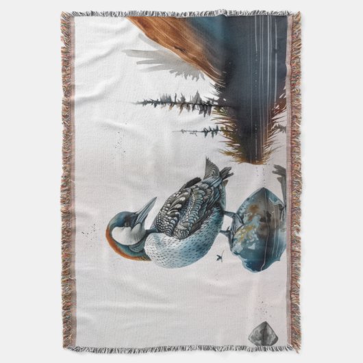 Mooie Loon op water in waterverf Deken (Voorkant Verticaal)