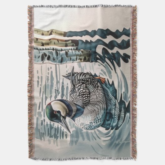 Mooie Loon op water in waterverf Deken (Voorkant Verticaal)