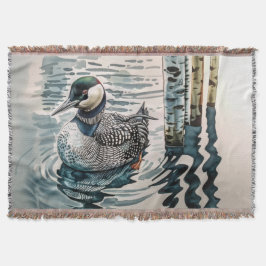 Mooie Loon op water in waterverf Deken