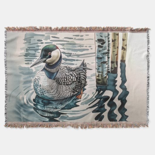 Mooie Loon op water in waterverf Deken (Voorkant)