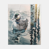Mooie Loon op water in waterverf Fleece Deken (Voorkant)