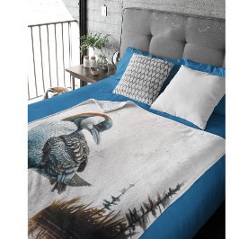 Mooie Loon op water in waterverf Fleece Deken