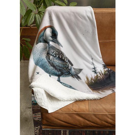 Mooie Loon op water in waterverf Fleece Deken