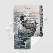 Mooie Loon op water in waterverf Golfhanddoek (Insitu)