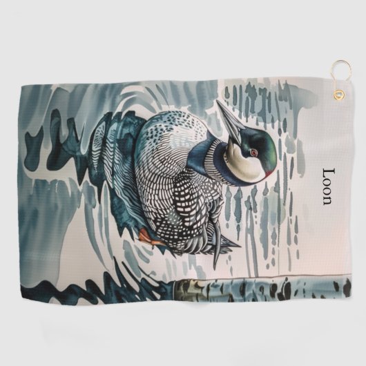 Mooie Loon op water in waterverf Golfhanddoek (Horizontaal)