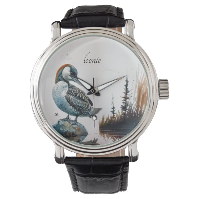 Mooie Loon op water in waterverf Horloge (Voorkant)
