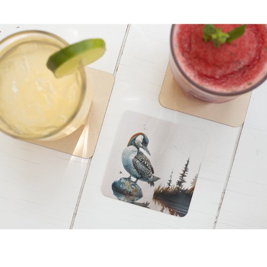 Mooie Loon op water in waterverf Kartonnen Onderzetters