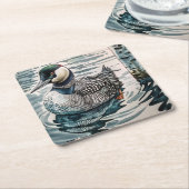 Mooie Loon op water in waterverf Kartonnen Onderzetters (Schuin)