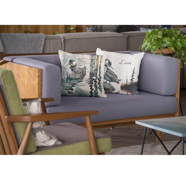 Mooie Loon op water in waterverf Kussen (Creator heeft geüpload)