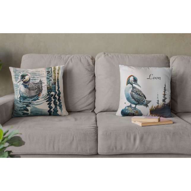 Mooie Loon op water in waterverf Kussen (Creator heeft geüpload)