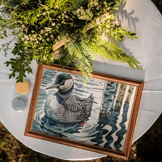 Mooie Loon op water in waterverf Poster