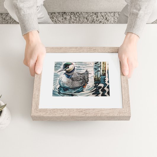 Mooie Loon op water in waterverf Poster