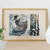 Mooie Loon op water in waterverf Poster