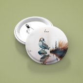 Mooie Loon op water in waterverf Ronde Button 7,6 Cm