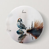 Mooie Loon op water in waterverf Ronde Button 7,6 Cm (Voorkant)