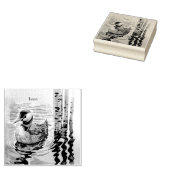 Mooie Loon op water in waterverf Rubberstempel (Gestempeld)