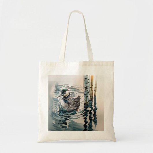 Mooie Loon op water in waterverf Tote Bag (Voorkant)
