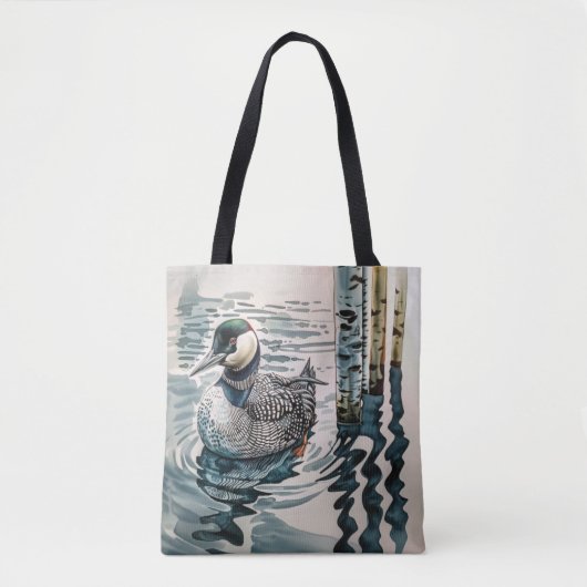 Mooie Loon op water in waterverf Tote Bag (Voorkant)