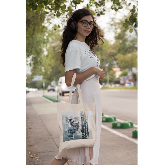 Mooie Loon op water in waterverf Tote Bag