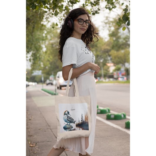 Mooie Loon op water in waterverf Tote Bag