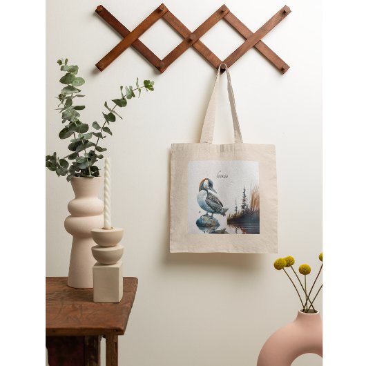 Mooie Loon op water in waterverf Tote Bag