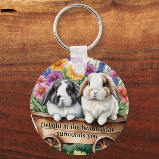 Mooie Lop Bunny Rabbit  Sleutelhanger (Voorkant)