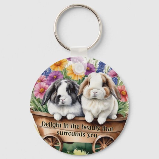 Mooie Lop Bunny Rabbit  Sleutelhanger (Achterkant)