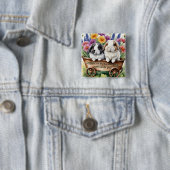 Mooie Lop Bunny Rabbit  Vierkante Button 5,1 Cm (In situ)