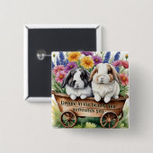 Mooie Lop Bunny Rabbit  Vierkante Button 5,1 Cm (Voorkant /achterkant)