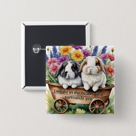 Mooie Lop Bunny Rabbit  Vierkante Button 5,1 Cm (Voorkant /achterkant)