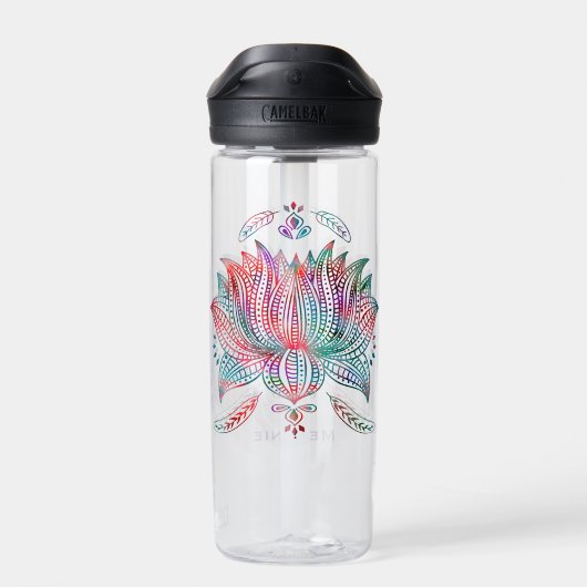 Mooie Lotus Bloem Boho Art gepersonaliseerd Waterfles (Achterkant)