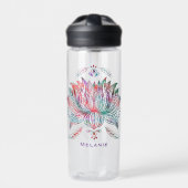 Mooie Lotus Bloem Boho Art gepersonaliseerd Waterfles (Voorkant)
