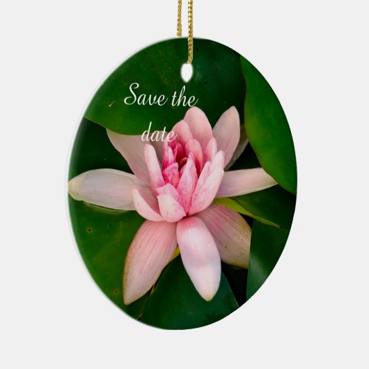 Mooie Lotus Bloem Foto Opslaan van de Datum Keramisch Ornament (Rechts)