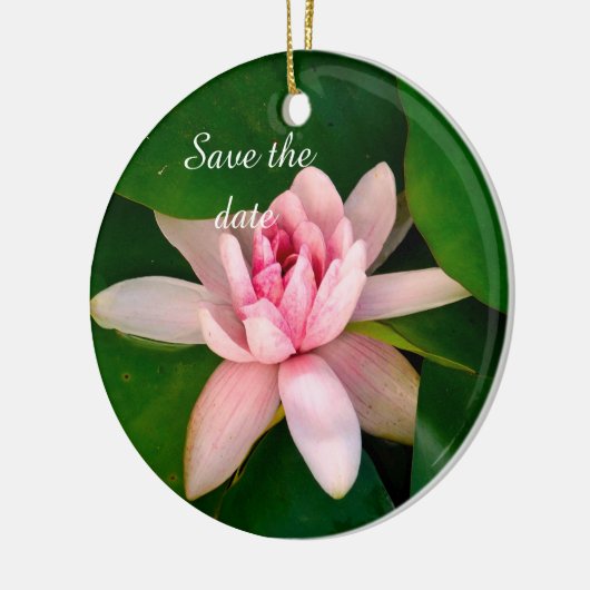 Mooie Lotus Bloem Foto Opslaan van de Datum Keramisch Ornament (Links)