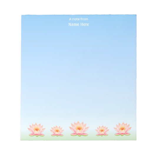 Mooie Lotus Bloemen op Lichtblauw Notitieblok (Voorkant)