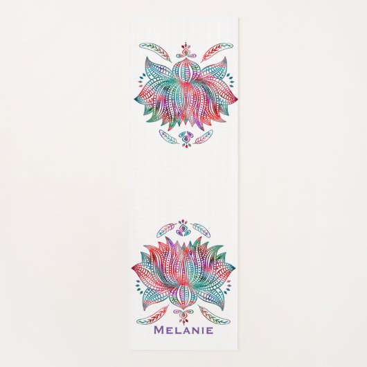 Mooie Lotus Flower Boho Art gepersonaliseerd Yogamat (Voorkant)