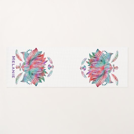 Mooie Lotus Flower Boho Art gepersonaliseerd Yogamat (Voorkant (horizontaal))