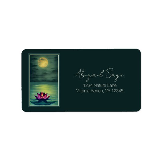 Mooie Lotus Flower en een volledig bewegingsadres Etiket (Voorkant)