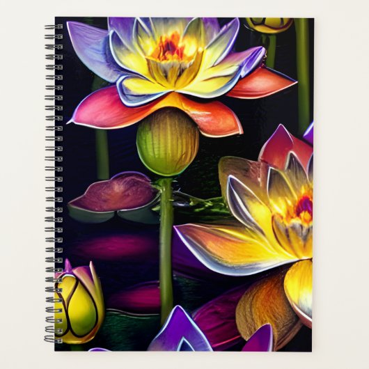 Mooie Lotus Flowers bij nacht Planner (Voorkant)